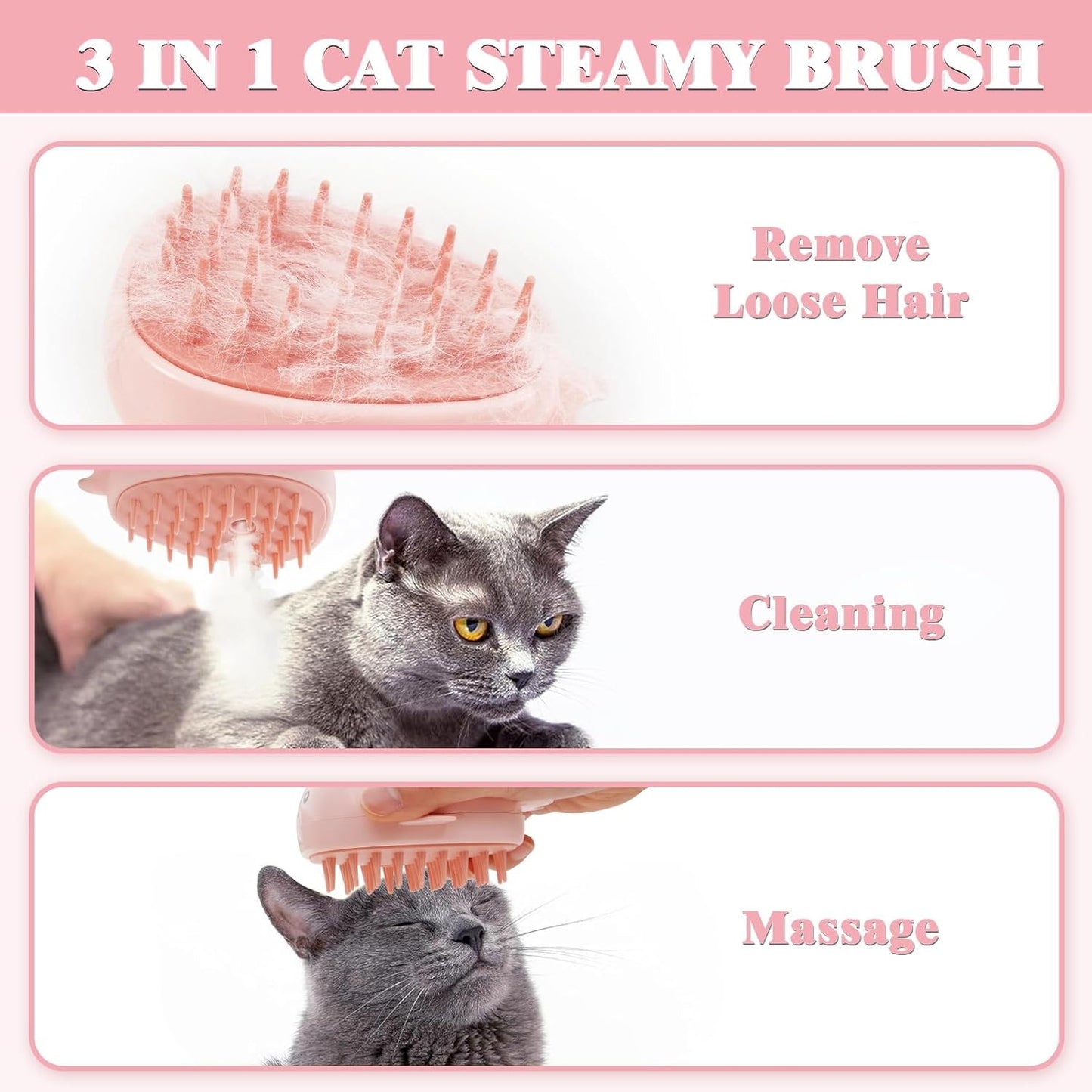 Whale Cat 3-in-1 Steam Brush for Cats & Dogs