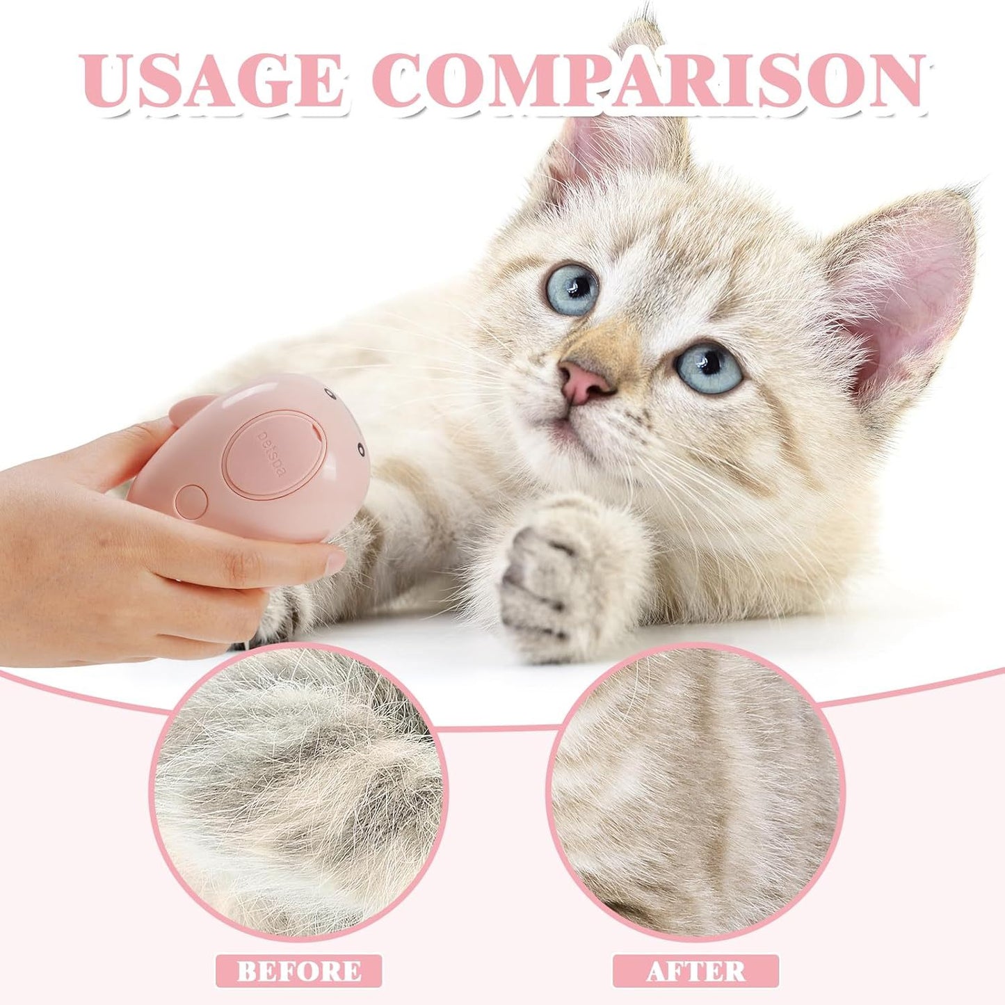 Whale Cat 3-in-1 Steam Brush for Cats & Dogs